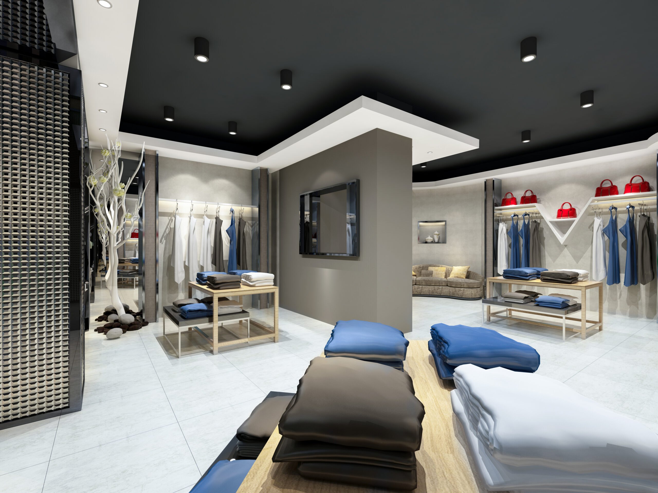 3d render modern fashion shop